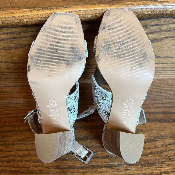 Charles by Charles David Reptile Print Maison Block-Heel City Sandals - SIZE 8M - Picture 5 of 12
